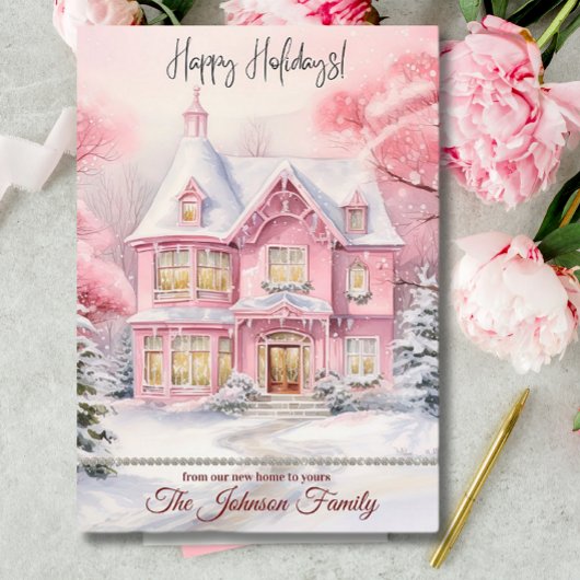 ニューホームフォーザホリデーズウィンターシーンピンク シーズンカード