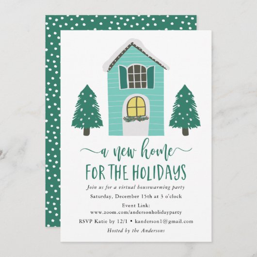 ニューホームフォーザホリデーズバーチャル引っ越し祝いパーティー 招待状 (正面/裏面)