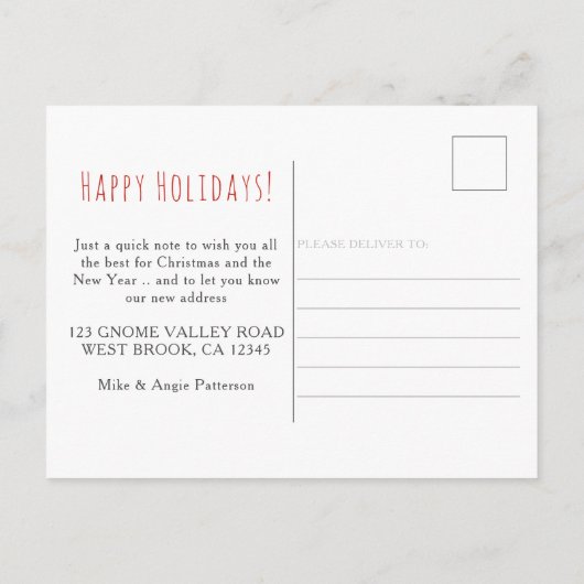 ニューホームフォーザホリデーズ格言とトラック移動 案内ポストカード (裏面)