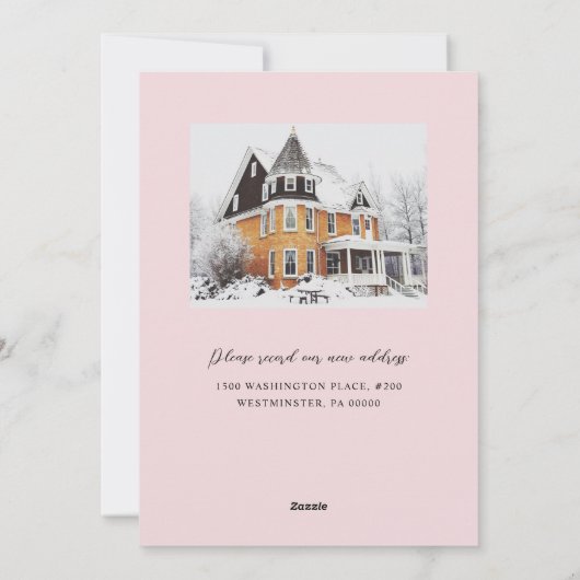 ニューホームフォーザ図解入りの、写真付きのホリデー シーズンカード (裏面)