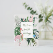 ニューホームフォーホリデームービングトロピカルフラミンゴ ポストカード (スタンド正面)