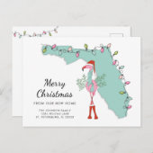 ニューホームフロリダマップクリスマスフラミンゴムービング 案内ポストカード (正面/裏面)