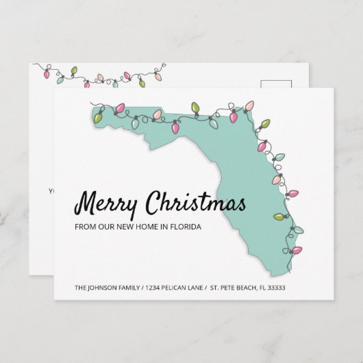ニューホームフロリダマップクリスマスライト移動 案内ポストカード (正面/裏面)