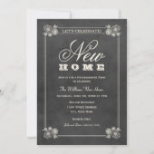 ニューホームブラッ素朴ク黒板引っ越し祝いパーティー 招待状 (正面)
