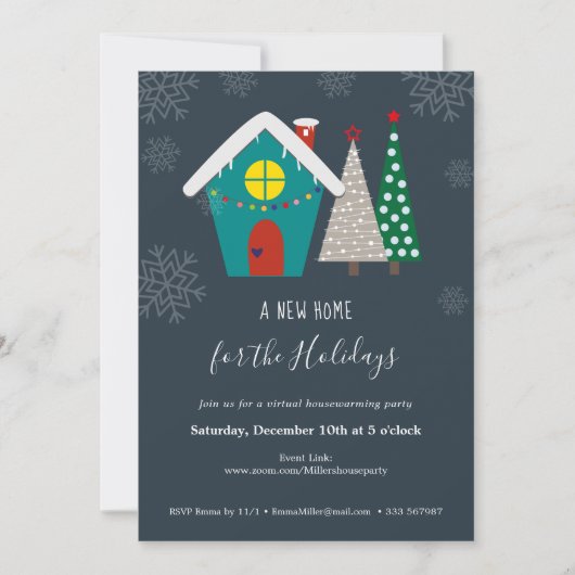 ニューホームホリデーズバーチャル引っ越し祝いパーティーパーティー 招待状 (正面)