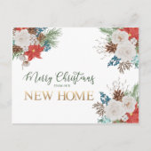ニューホームポインセチアとパインからのメリークリスマス シーズンポストカード (正面)