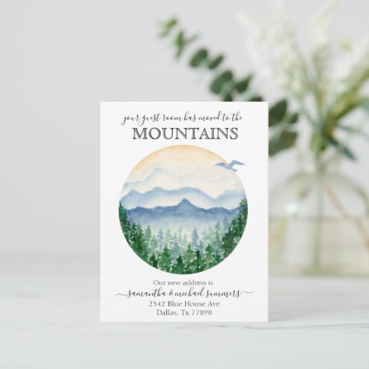 ニューホームムービングアナウンスメントキャビンロッジマウンテンズ 案内ポストカード (スタンド正面)