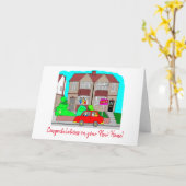 ニューホームレッドカーおめでとう カード (黄色い花)