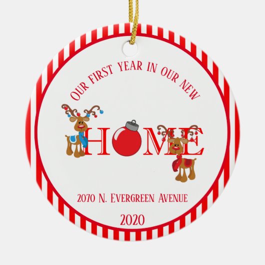 ニューホーム一年目トナカイ セラミックオーナメント (正面)
