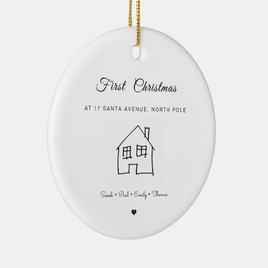 ニューホーム初めてのクリスマスハウススケッチかわいい セラミックオーナメント (右)