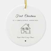 ニューホーム初めてのクリスマスハウススケッチかわいい セラミックオーナメント (正面)