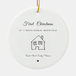 ニューホーム初めてのクリスマスハウススケッチかわいい セラミックオーナメント