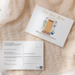 ニューホーム引っ越しましたウォーターカラーパステルドア ポストカード