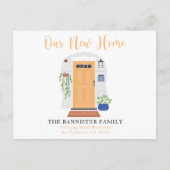 ニューホーム引っ越しましたウォーターカラーパステルドア ポストカード (正面)