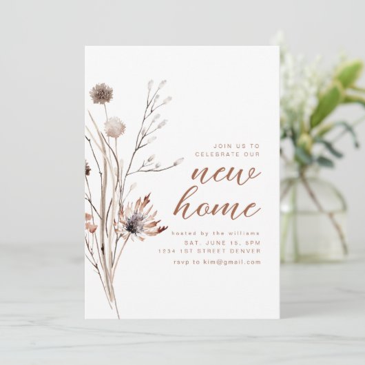 ニューホーム引っ越し祝いパーティーパーティー招待状ワイルドフラワー 招待状 (スタンド正面)