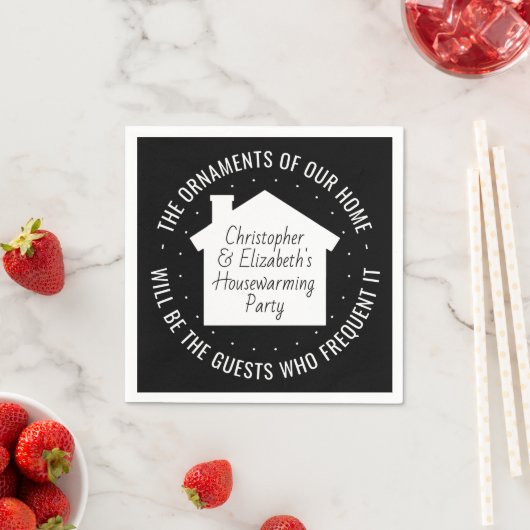 ニューホーム引っ越し祝いパーティーパーティー白黒モダン スタンダードカクテルナプキン (インサイチュ)