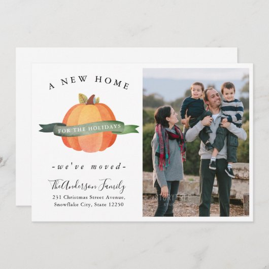 ニューホーム感謝祭かぼちゃの写真ホリデームービング 案内状 (正面/裏面)