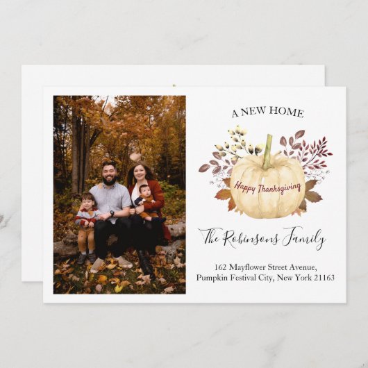 ニューホーム感謝祭かぼちゃの写真ホリデームービング 案内状 (正面/裏面)