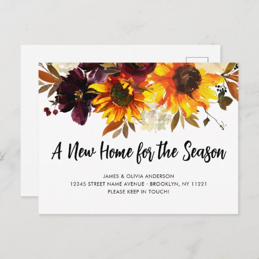 ニューホーム秋シーズン引っ越しましたひまわりムービング 案内ポストカード (正面/裏面)