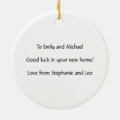 ニューホーム鍵シンプルパーソナライズされた セラミックオーナメント (裏面)