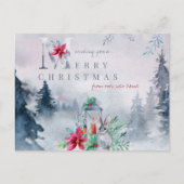 ニューホーム霧の深い冬の森からメリークリスマス シーズンポストカード (正面)