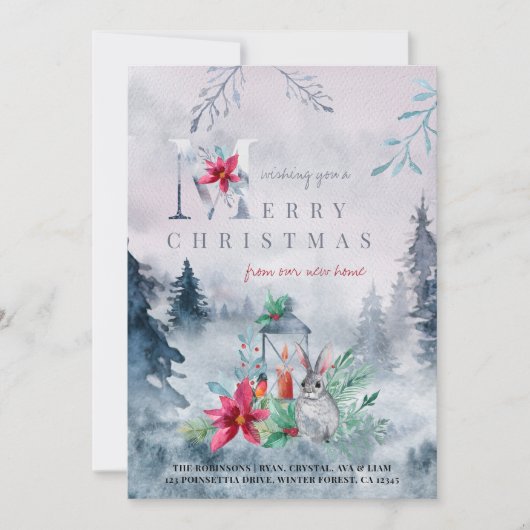 ニューホーム霧の深い冬の森からメリークリスマス 案内状 (正面)