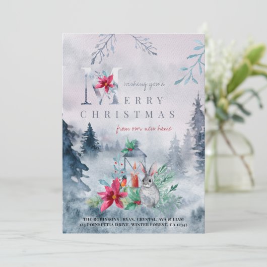 ニューホーム霧の深い冬の森からメリークリスマス 案内状 (スタンド正面)