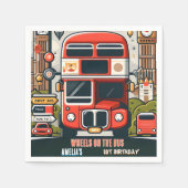 ニューボーイかわいい女の子ツアーシティパーティーバス1st誕生日 スタンダードカクテルナプキン (正面)