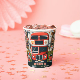 ニューボーイかわいい女の子ツアーシティパーティーバス1st誕生日 紙コップ