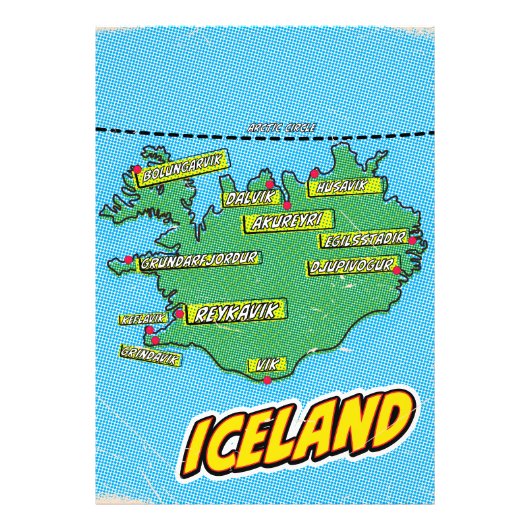 ニューポップ・アートのヨ図解入りの、写真付きのークの地図 フォトプリント            (正面)