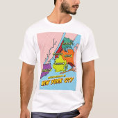 ニューポップ・アートのヨ図解入りの、写真付きのークの地図 Tシャツ (正面)