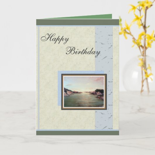 ニューポートの海景の海の誕生日の挨拶状 カード (黄色い花)