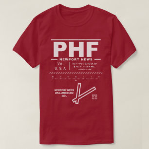 ニューポートニューウィリアムズバーグ国際的空港PHF Tシャツ