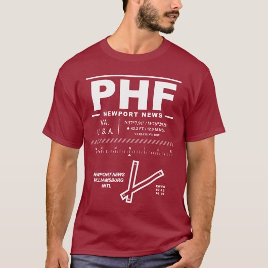 ニューポートニューウィリアムズバーグ国際的空港PHF Tシャツ (正面)