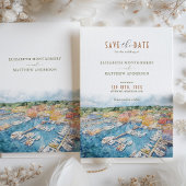 ニューポートハーバー日付を保存する水の色シーサイド 招待状