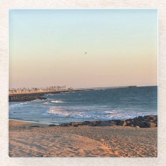 ニューポートビーチアットサンセット,カリフォルニア ガラスコースター (正面)