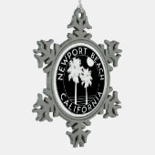 ニューポートビーチカリフォルニアサーフィンサーフ スノーフレークピューターオーナメント (左)