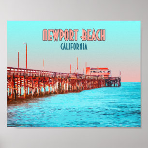 ニューポートビーチカリフォルニアバルボアピアヴィンテージ ポスター