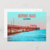 ニューポートビーチカリフォルニアバルボアピアヴィンテージ ポストカード (正面/裏面)