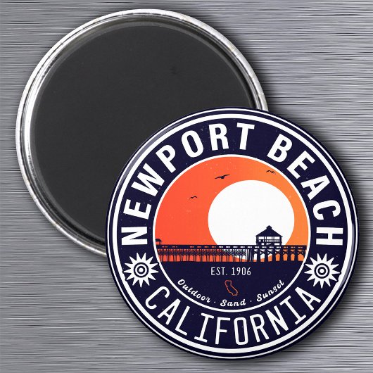 ニューポートビーチカリフォルニアレトロサンセットバケーション80s マグネット