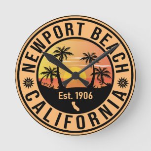 ニューポートビーチカリフォルニアヴィンテージ土産 ラウンド壁時計