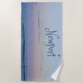 ニューポートビーチカリフォルニア海サンライズブルー ビーチタオル (正面)