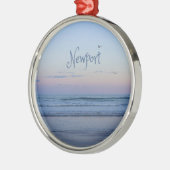 ニューポートビーチカリフォルニア海サンライズブルー メタルオーナメント (左)