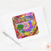 ニューポートビーチトロピカルフレンズステッカー スクエアシール (封筒)