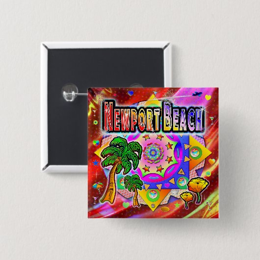 ニューポートビーチトロピカルフレンズボタン 缶バッジ (正面&裏面)