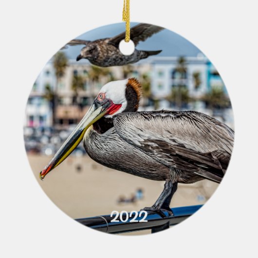 ニューポートビーチ2面丸型セラミックオーナメント セラミックオーナメント (裏面)