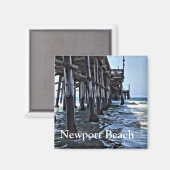 ニューポートビーチ- 2インチスクエアマグネット マグネット (正面/裏面)