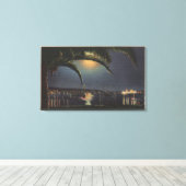 ニューポートベイの月表示 キャンバスプリント (インサイチュ (ウッドフロア))