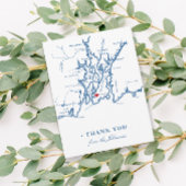 ニューポートロードアイランドのマップとハートネイビー結婚ズ サンキューカード