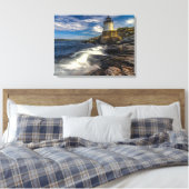 ニューポートロードアイランドの古い城の丘ライトハウス キャンバスプリント (インサイチュ (寝室))